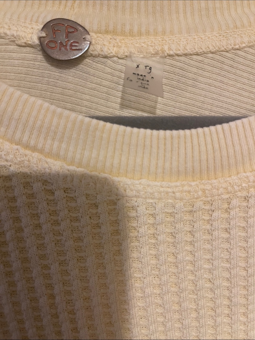 Free people Cream Waffle Knit Long Sleeve Top - Picture 4 of 5